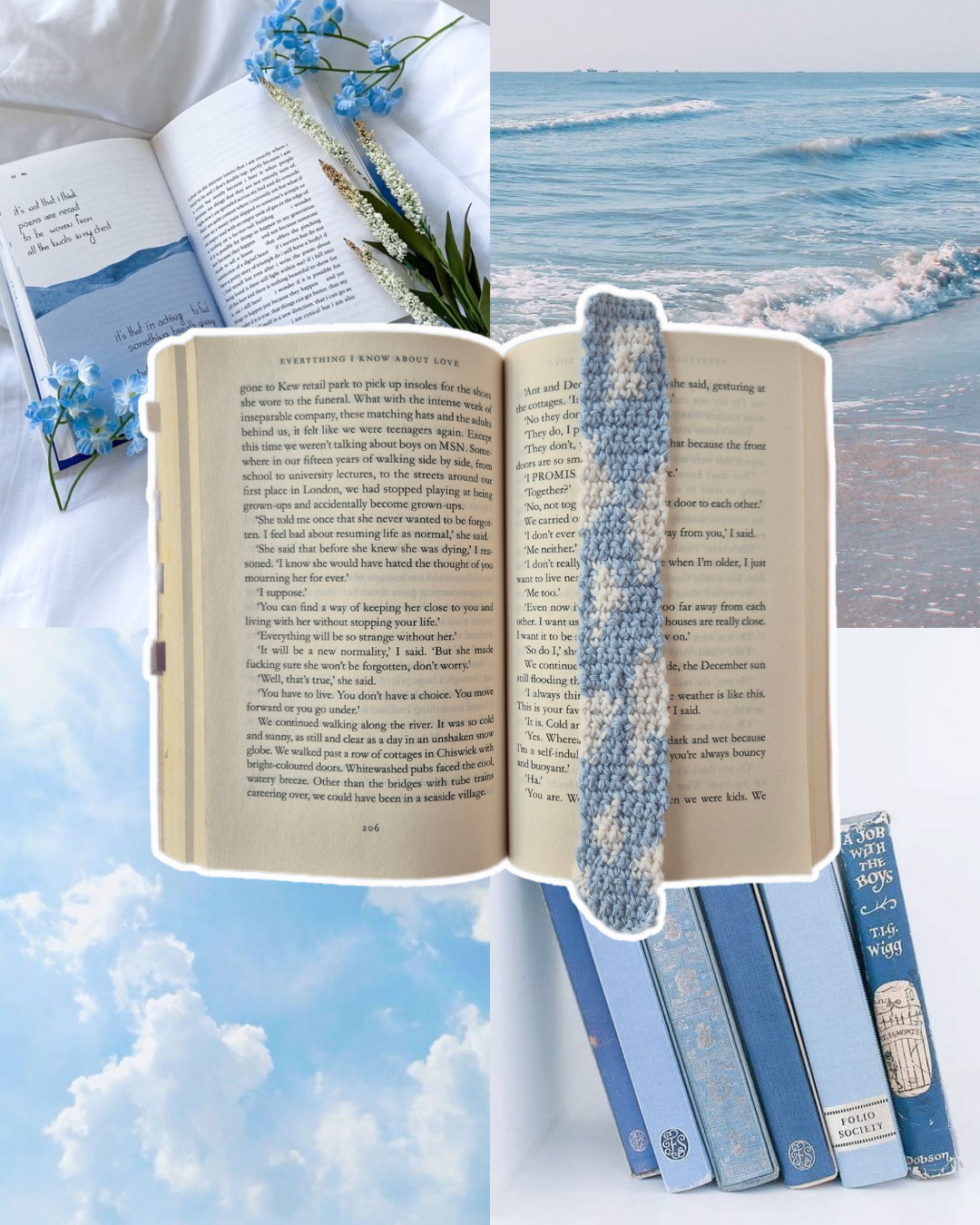 Cloud Bookmark – Handmade Crochet Tapestry Bookmark for Book Lovers